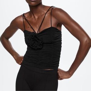 Mango Gathered top with flower detail